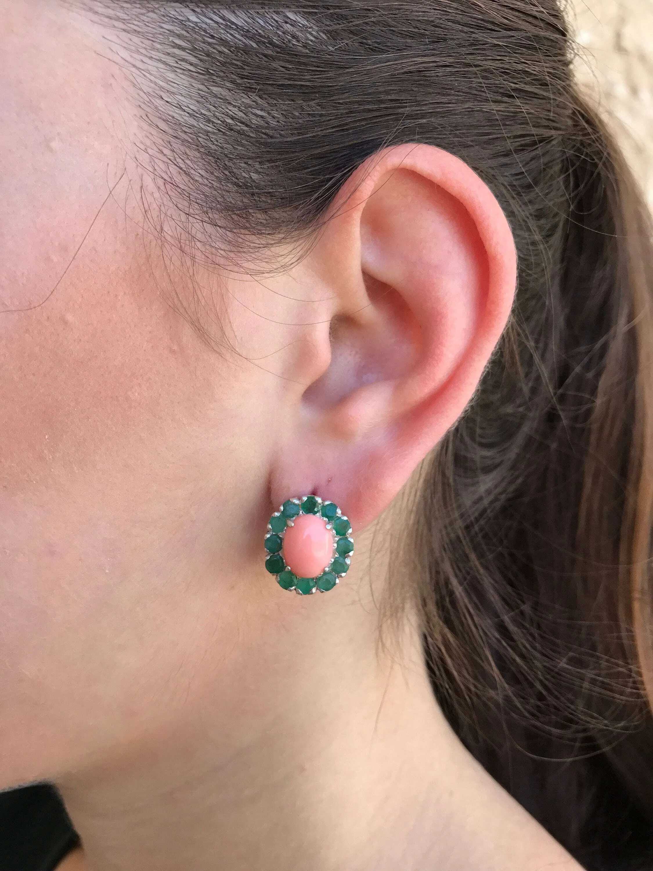 Coral Victorian Earrings - Orange Flower Earrings - Silver Coral Earrings