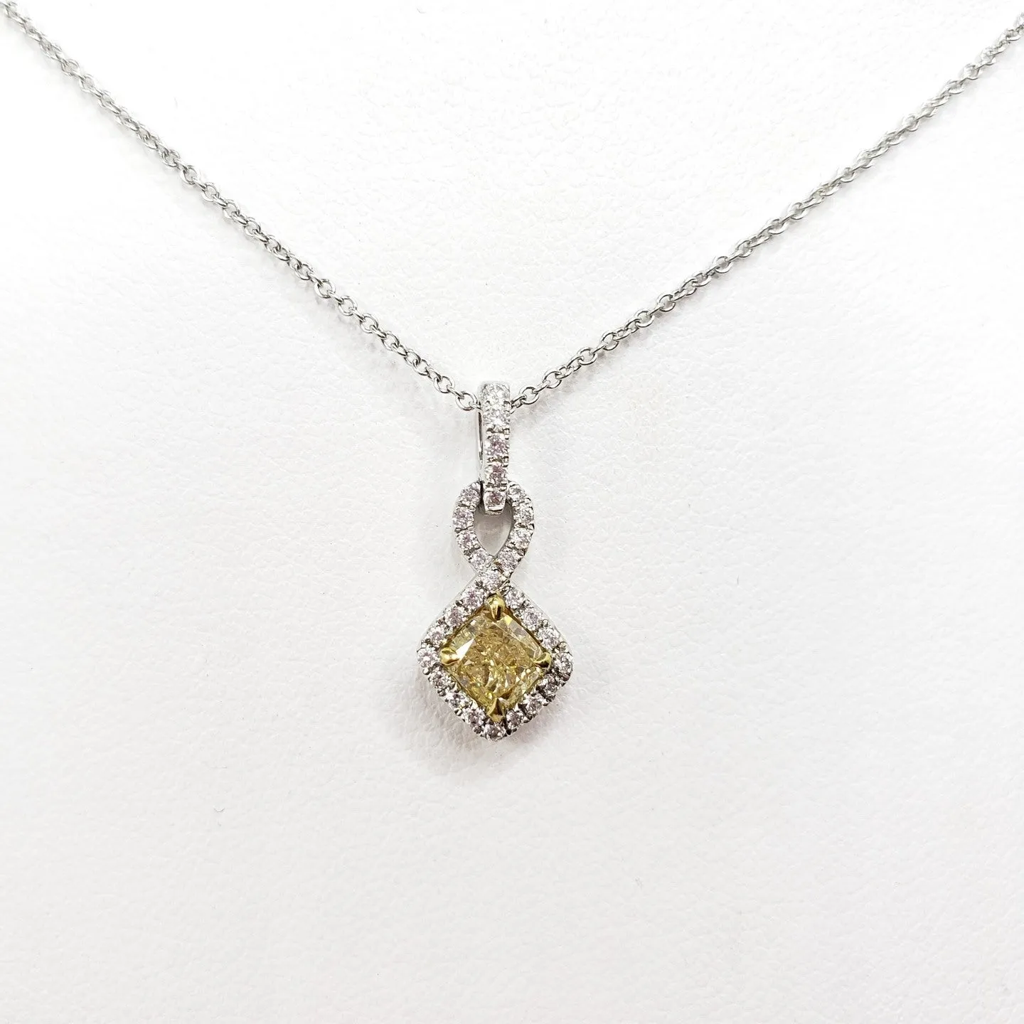 CUSHION FANCY INTENSE YELLOW DIAMOND PENDANT