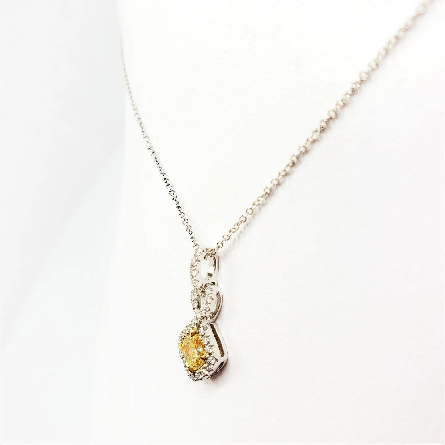 CUSHION FANCY INTENSE YELLOW DIAMOND PENDANT