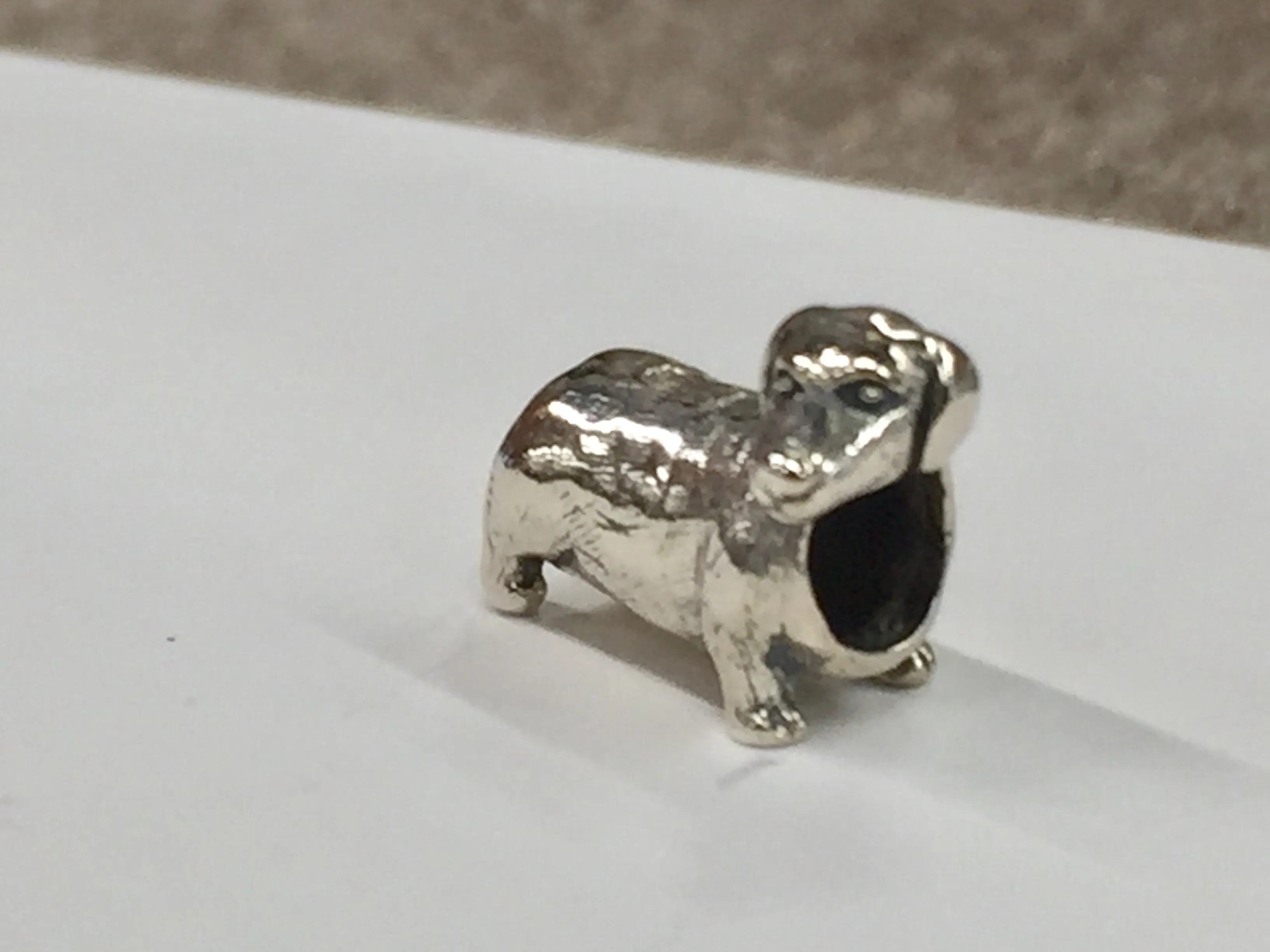 Dachshund Silver Bead