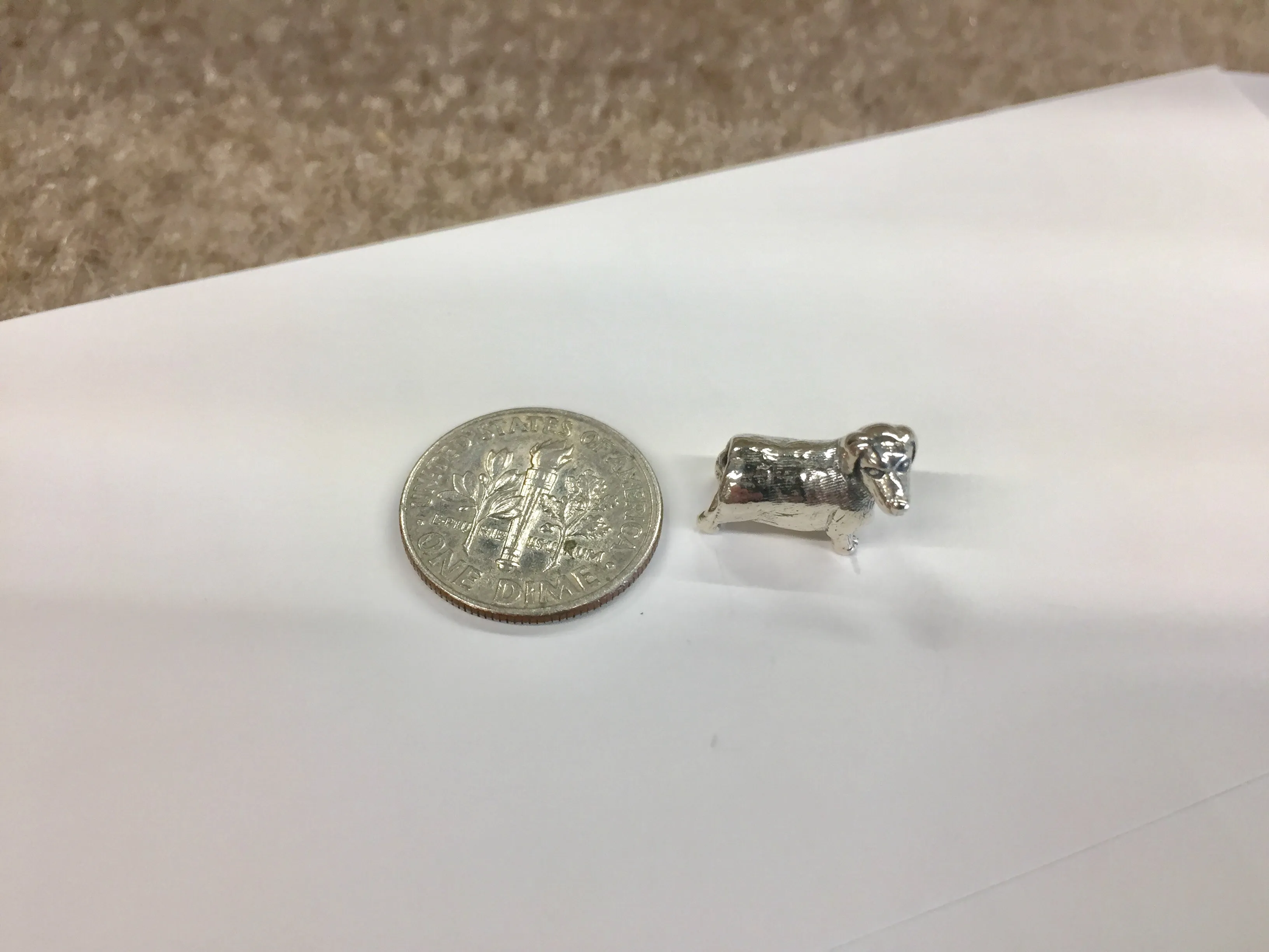 Dachshund Silver Bead