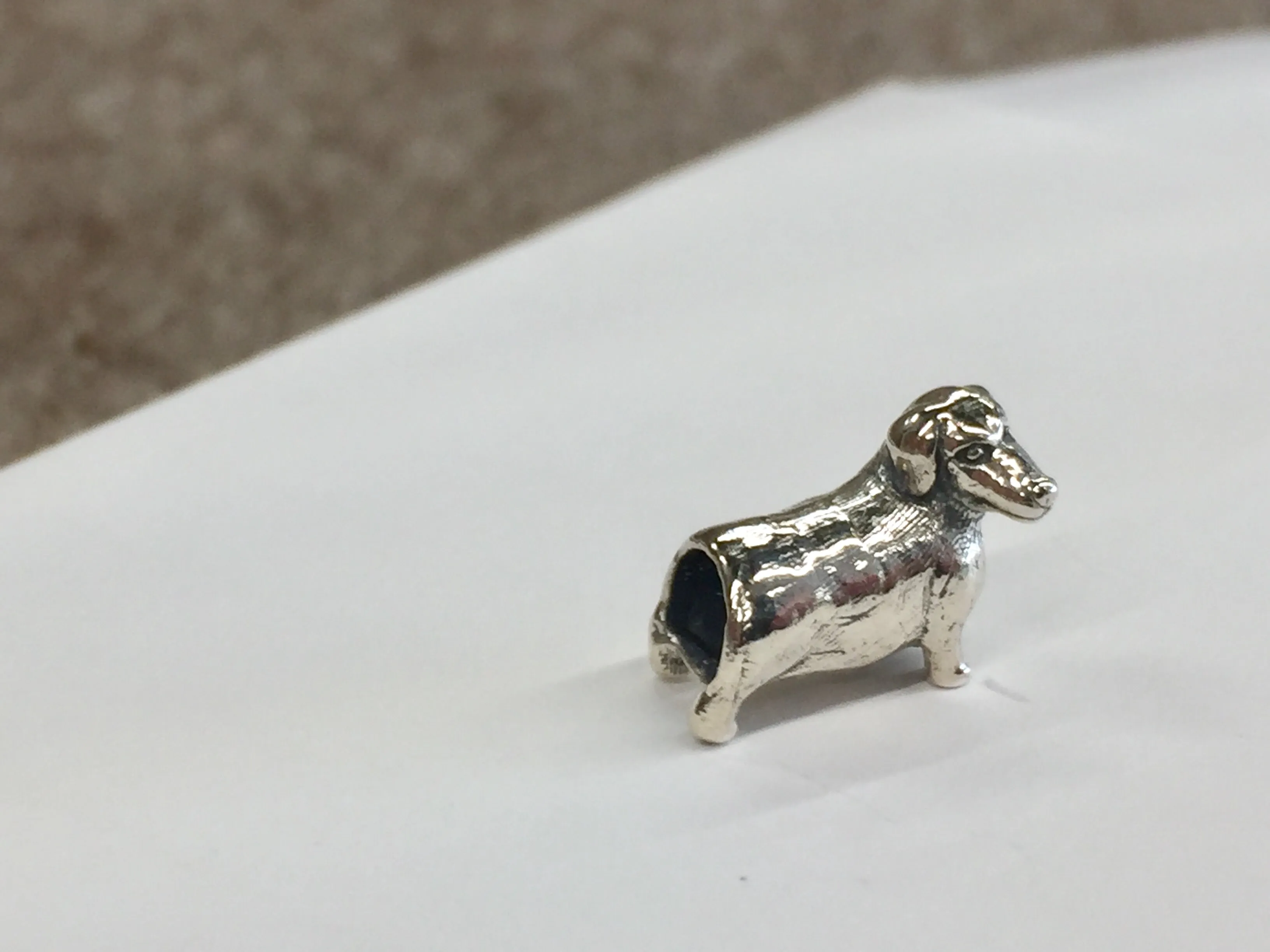 Dachshund Silver Bead