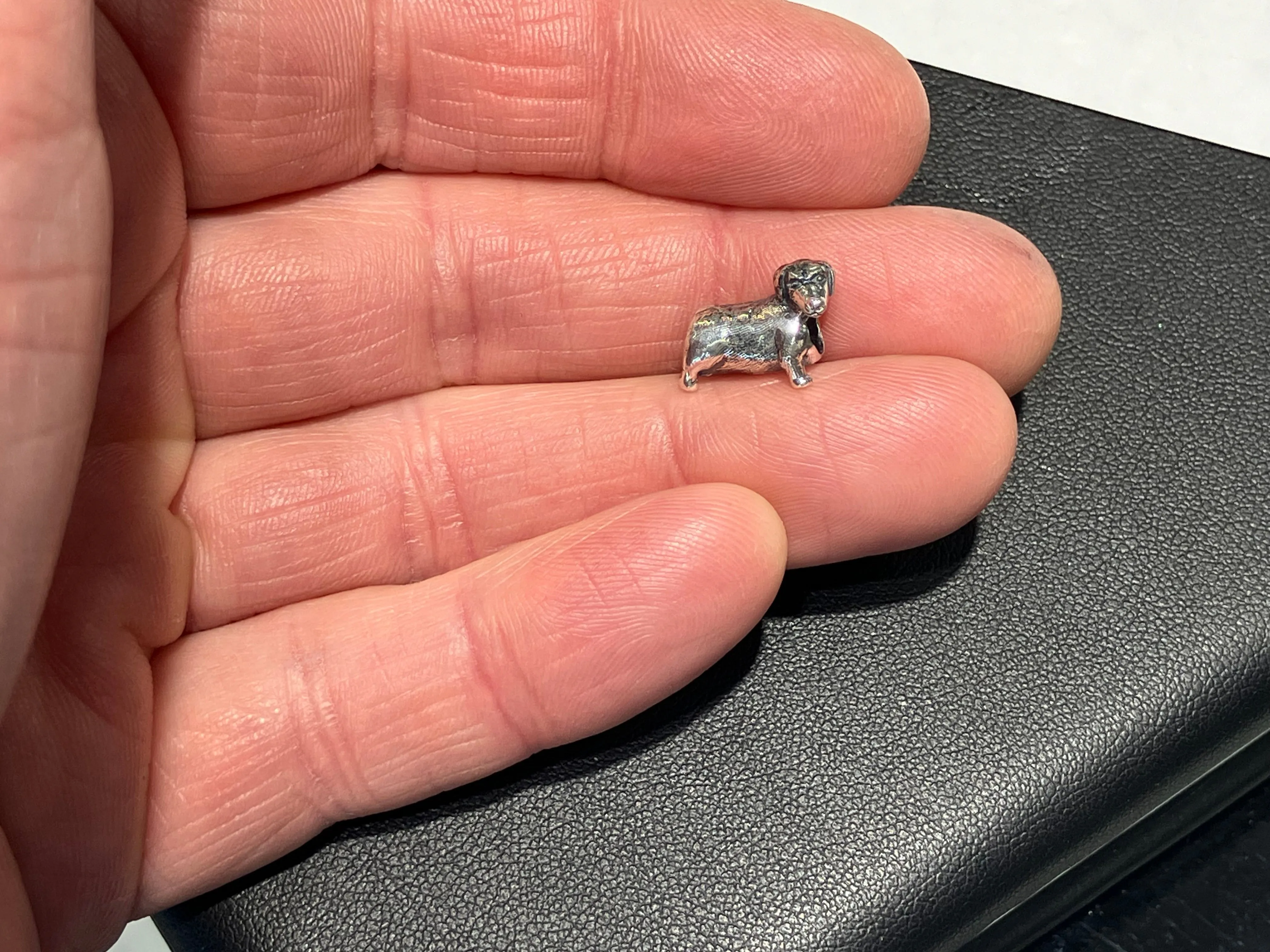 Dachshund Silver Bead