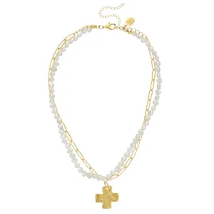 Dainty Double Strand Cross Necklace