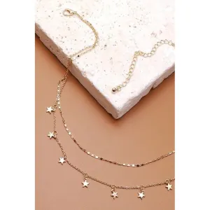 Delicate Double Layer Star Drop Necklace