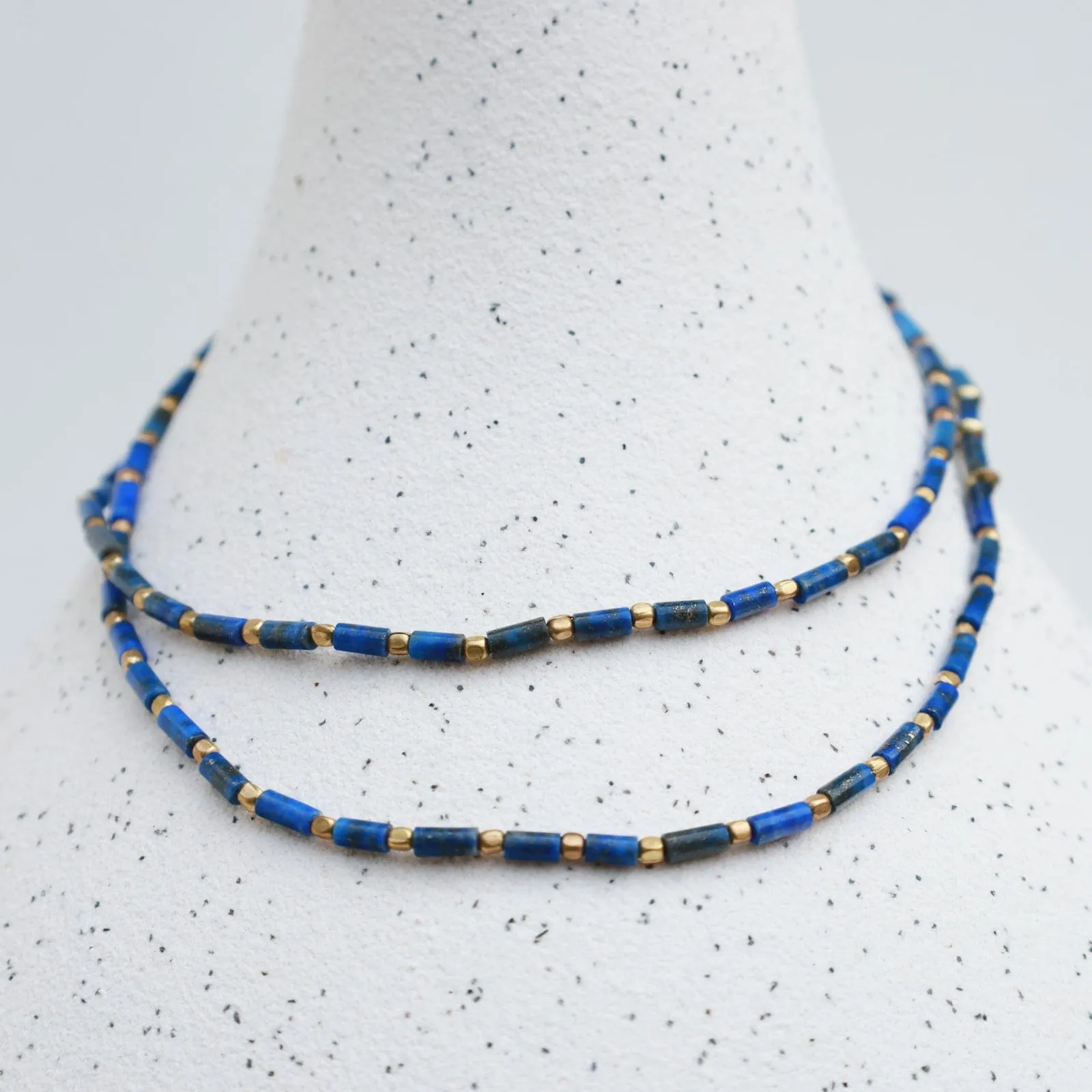 Delicate Lapis & Leather Necklace