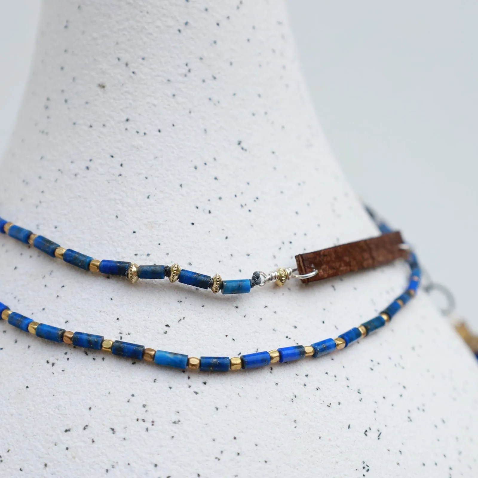 Delicate Lapis & Leather Necklace