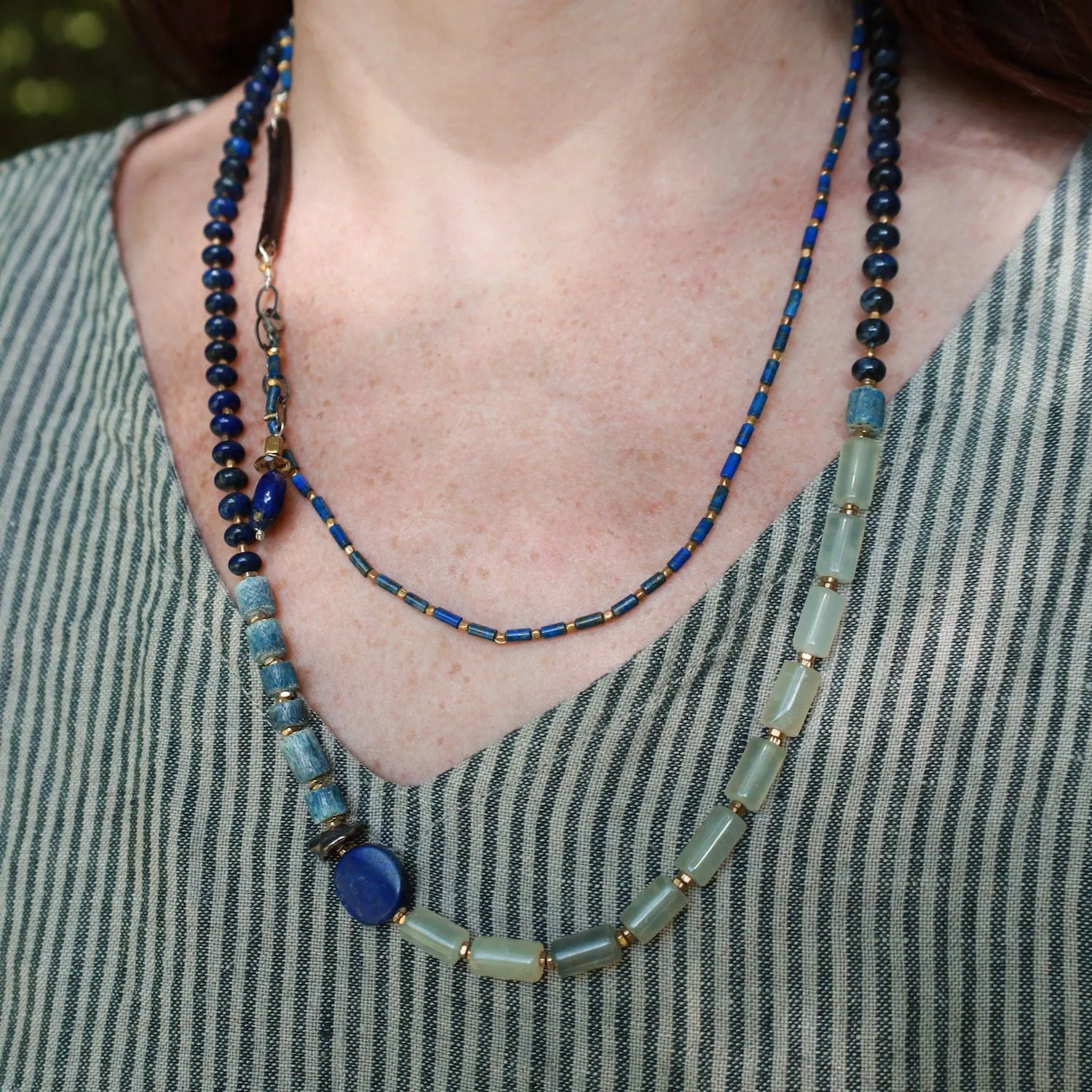 Delicate Lapis & Leather Necklace