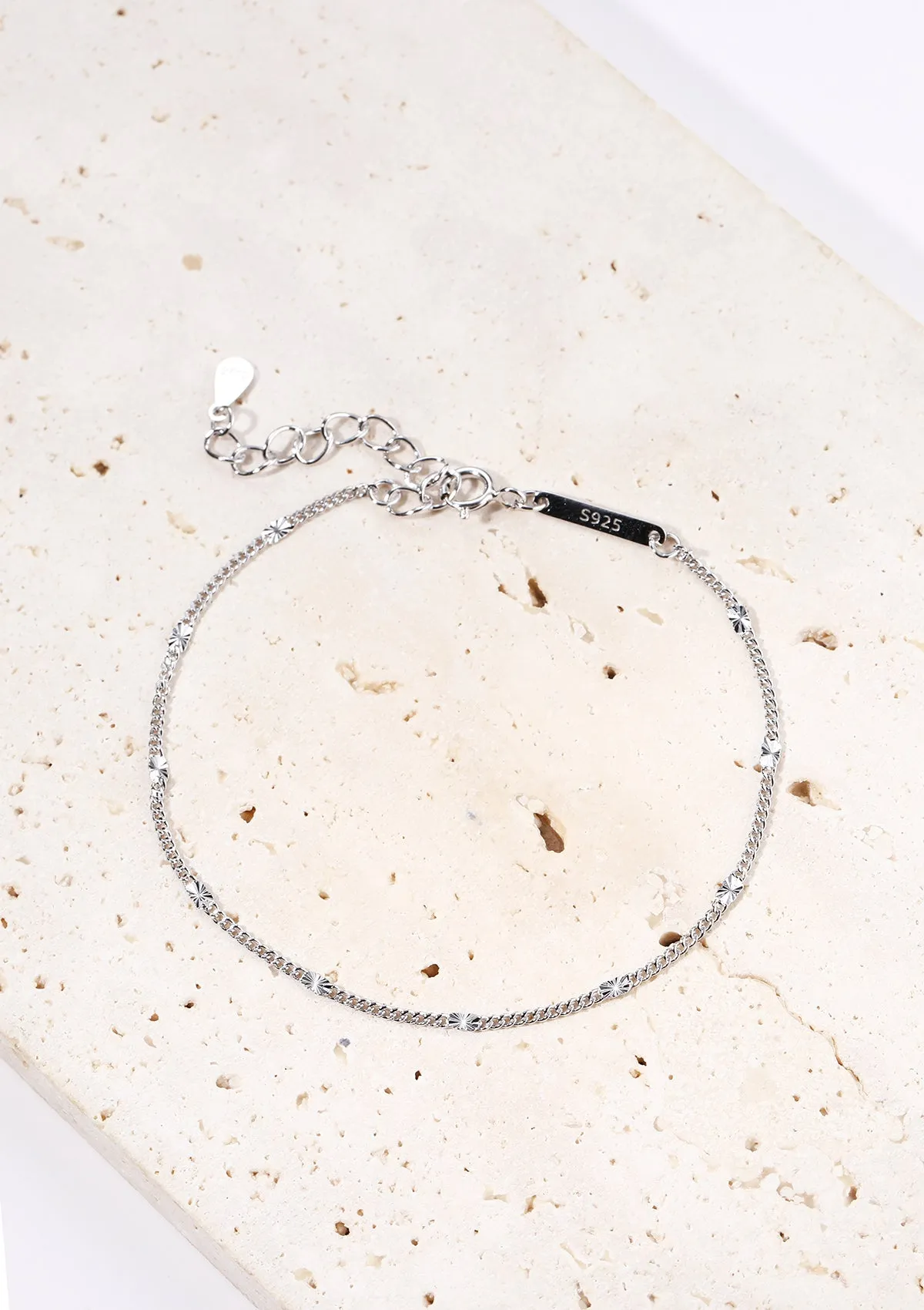 Delicate Starburst Chain Bracelet Sterling Silver