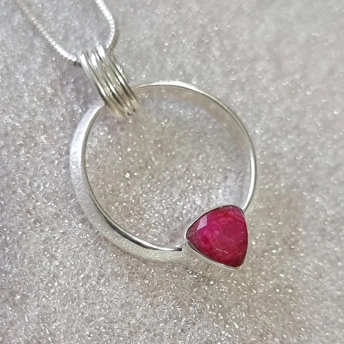 Designer Round Sterling Silver Ruby Pendant, P2R