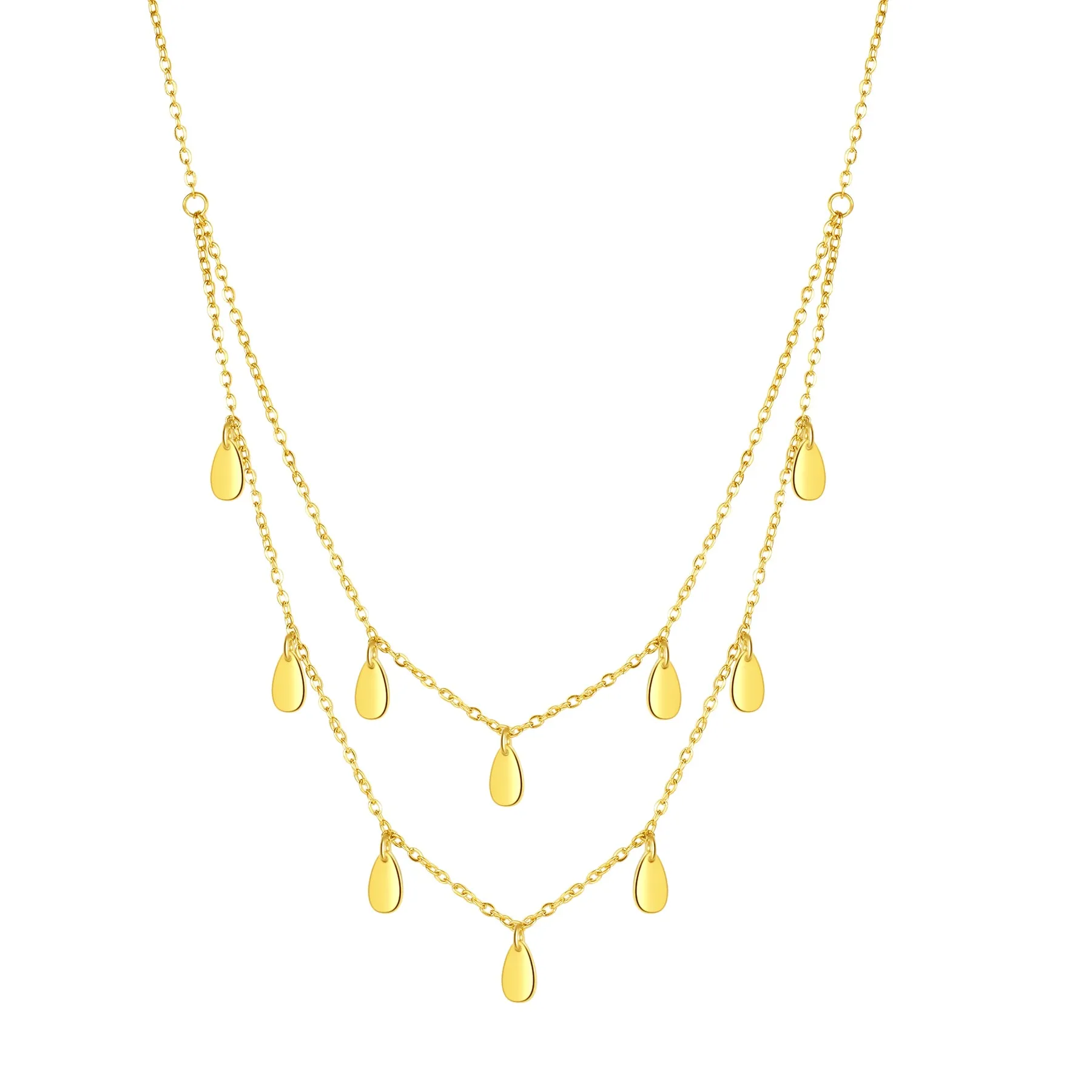 Drop Charm Layered Necklace Waterproof