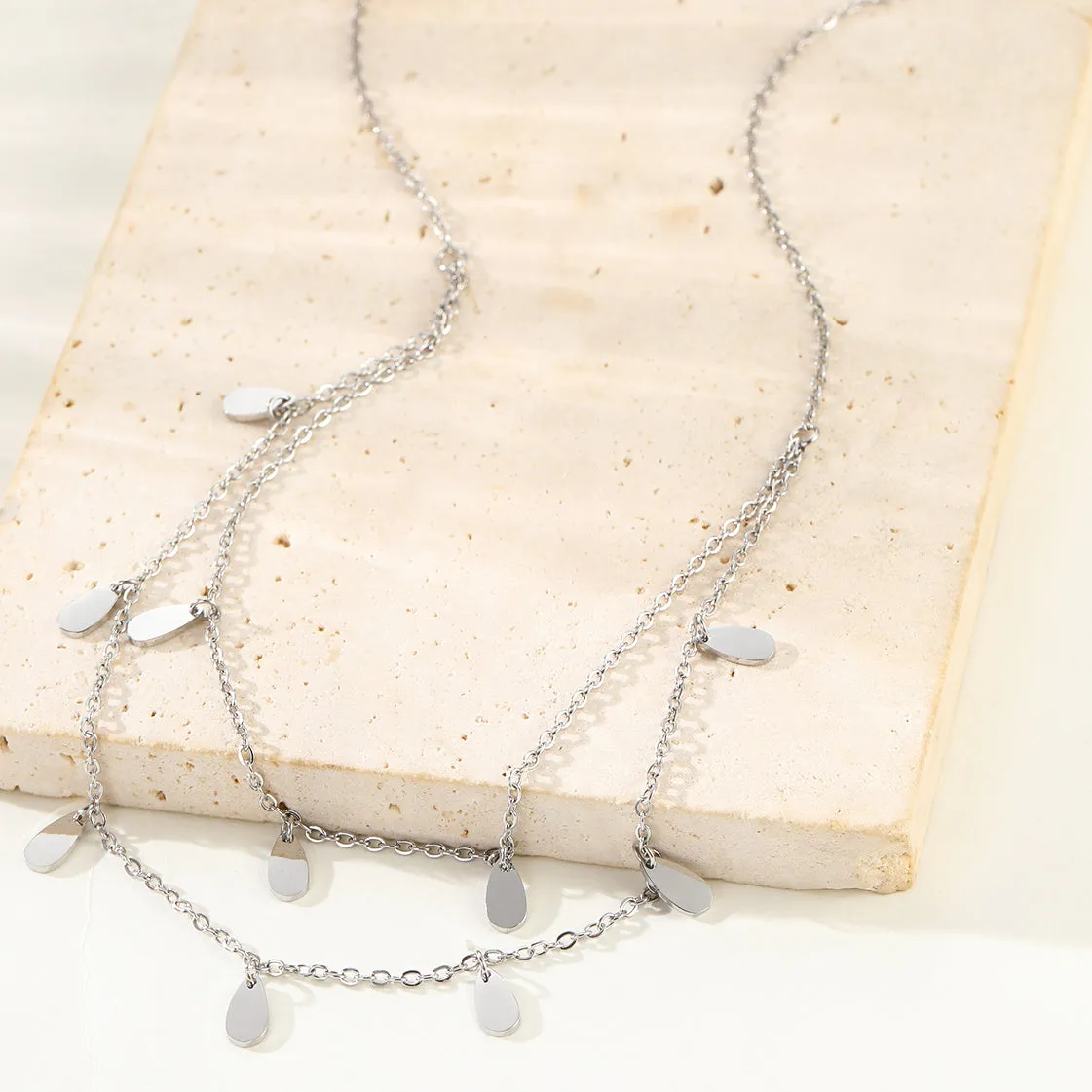 Drop Charm Layered Necklace Waterproof