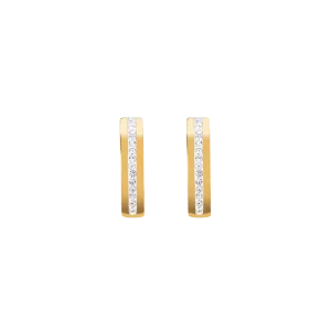 Earrings stainless steel gold & crystals pavé strip crystal