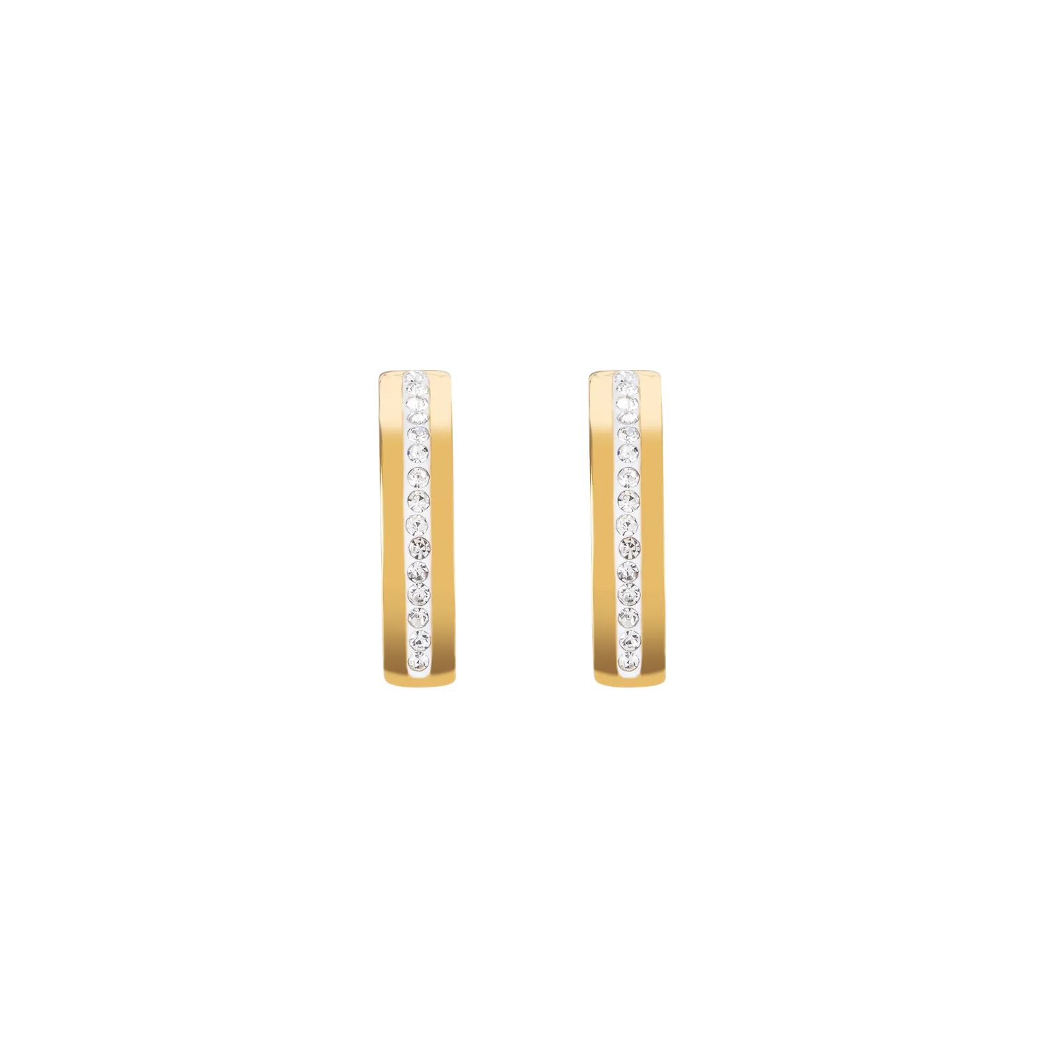 Earrings stainless steel gold & crystals pavé strip crystal