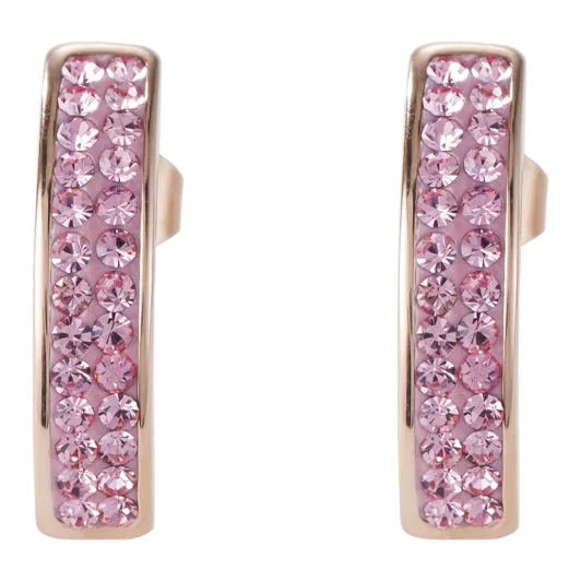 Earrings stainless steel rose gold & crystals pavé light rose