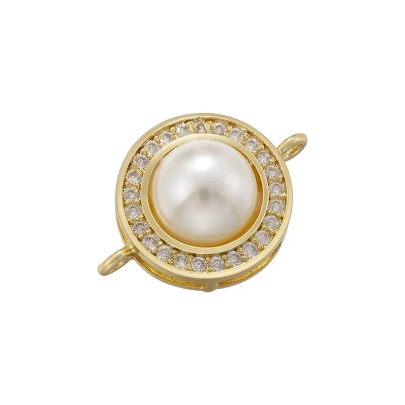 Elegant Sweet Simple Style Round Copper Plating Inlay Pearl 18k Gold Plated Jewelry Accessories