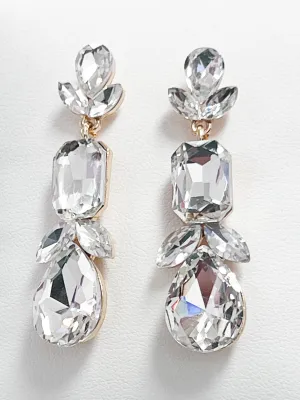 Ella - Rhinestone Statement Earrings (Clear)