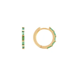 EMERALD CRYSTAL BAGUETTE MIDI HOOPS