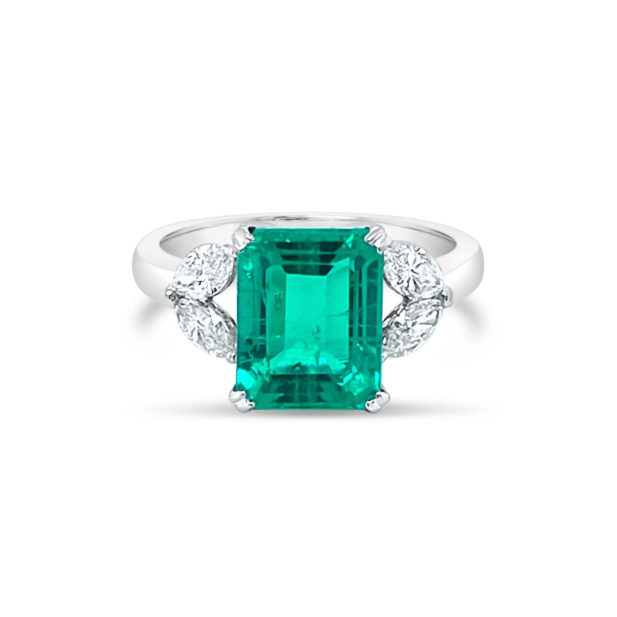 Emerald cut Emerald & Marquise cut Diamonds "Felicity" Ring