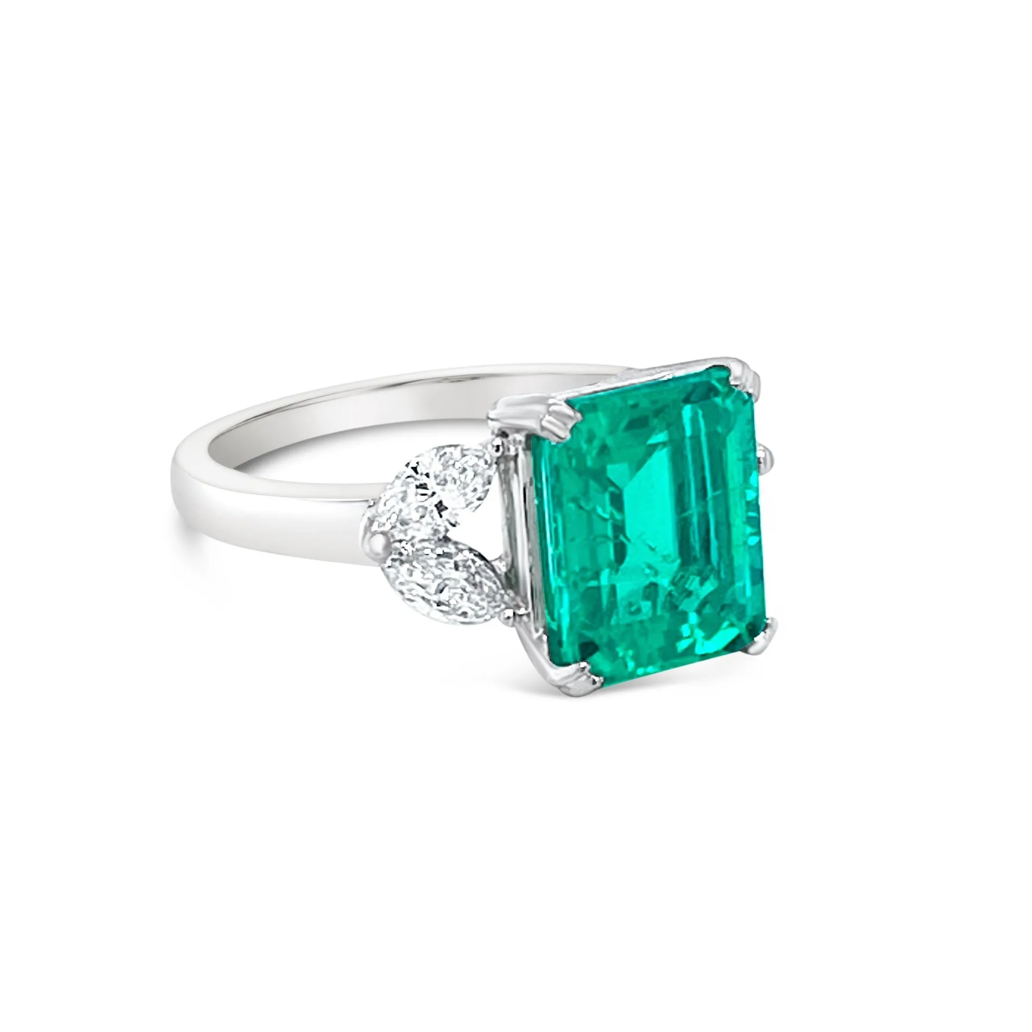 Emerald cut Emerald & Marquise cut Diamonds "Felicity" Ring