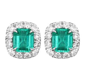 Emerald Cut Emerald Earrings, 2.66 carats