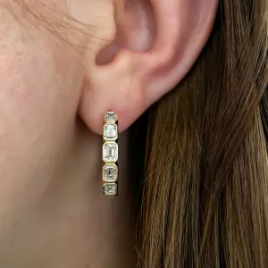 Emerald Cut Lab Grown Diamond Bezel Hoop Earrings