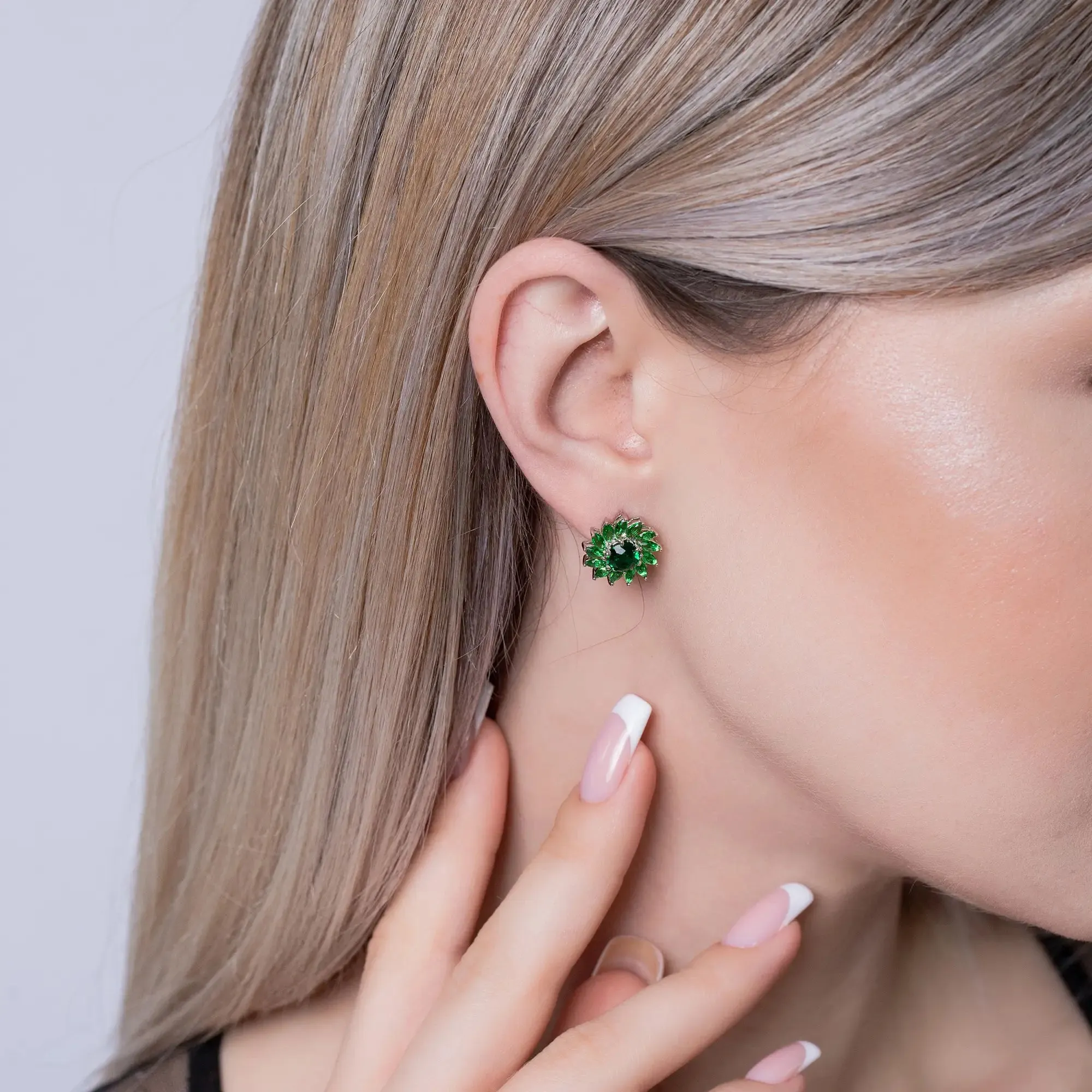 Emerald Flower Earrings