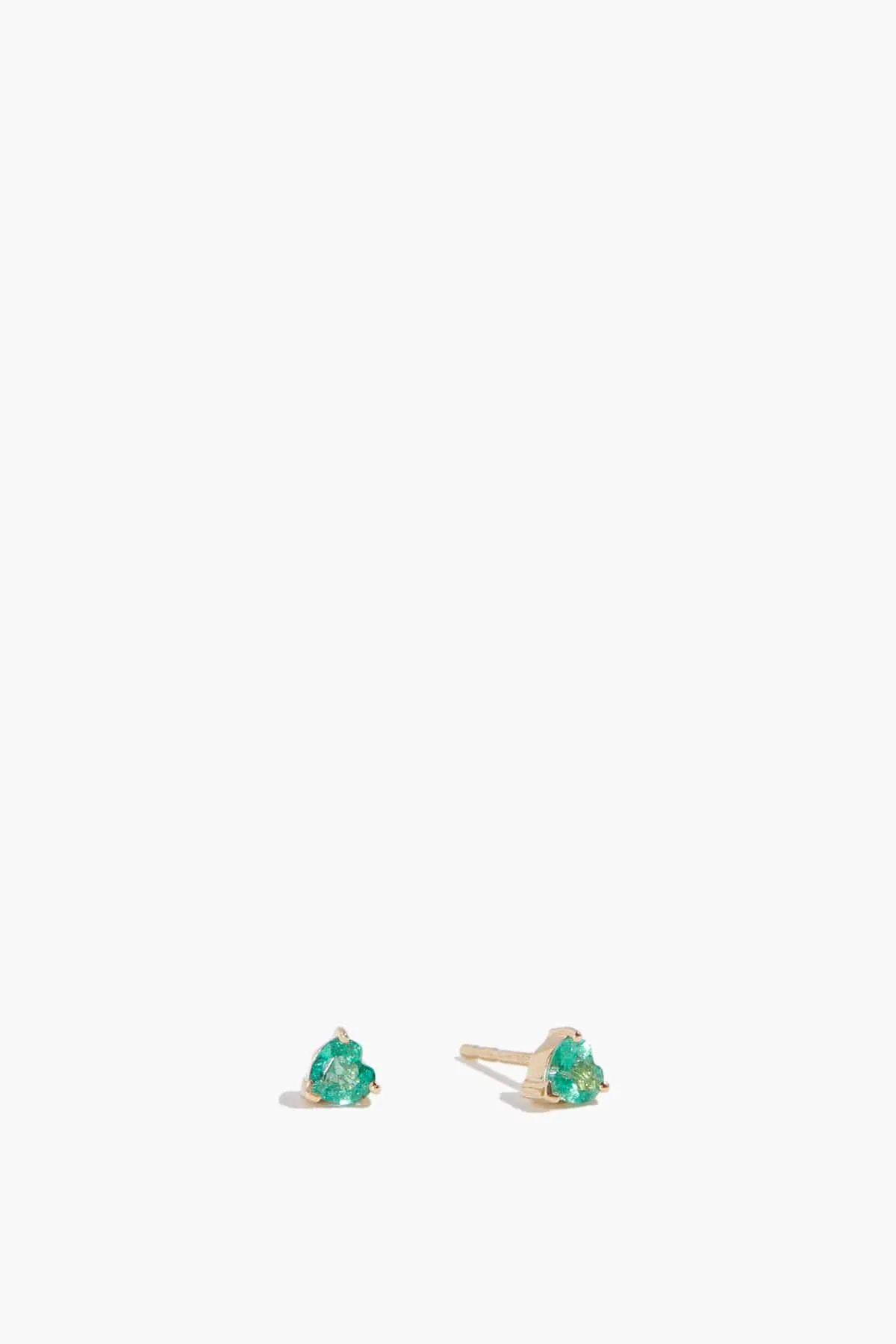 Emerald Heart Studs in 14k Yellow Gold