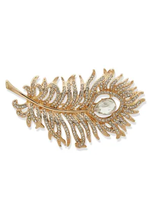 Feather Pin - Gold/Crystal