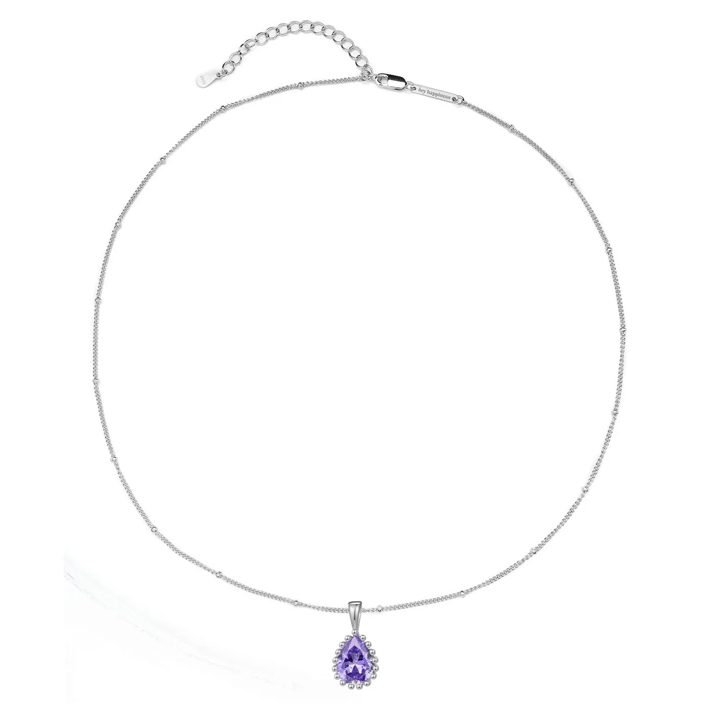 February Amethyst Birthstone Necklace Sterling Silver