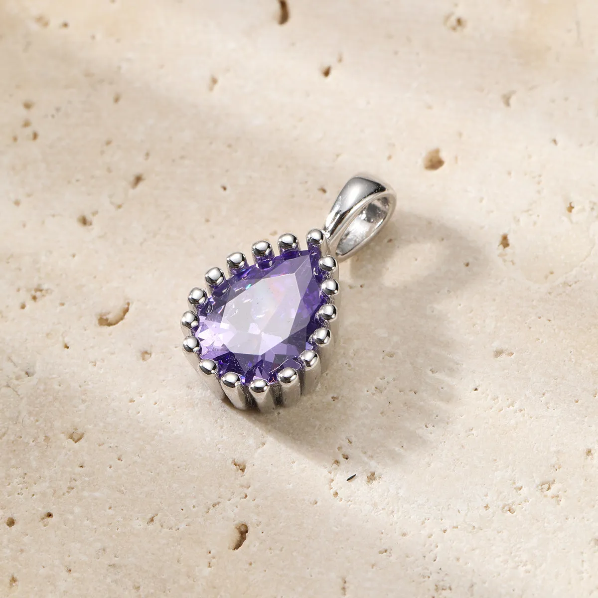 February Amethyst Birthstone Necklace Sterling Silver