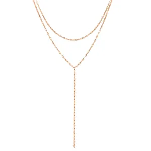 Flattened Chain Link Y Necklace Rose Gold