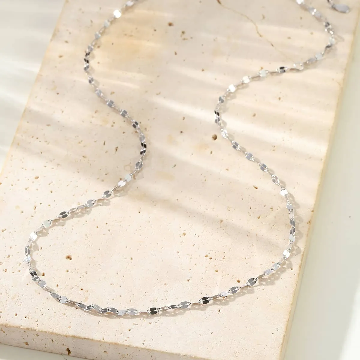 Flattened Rolo Chain Necklace Sterling Silver