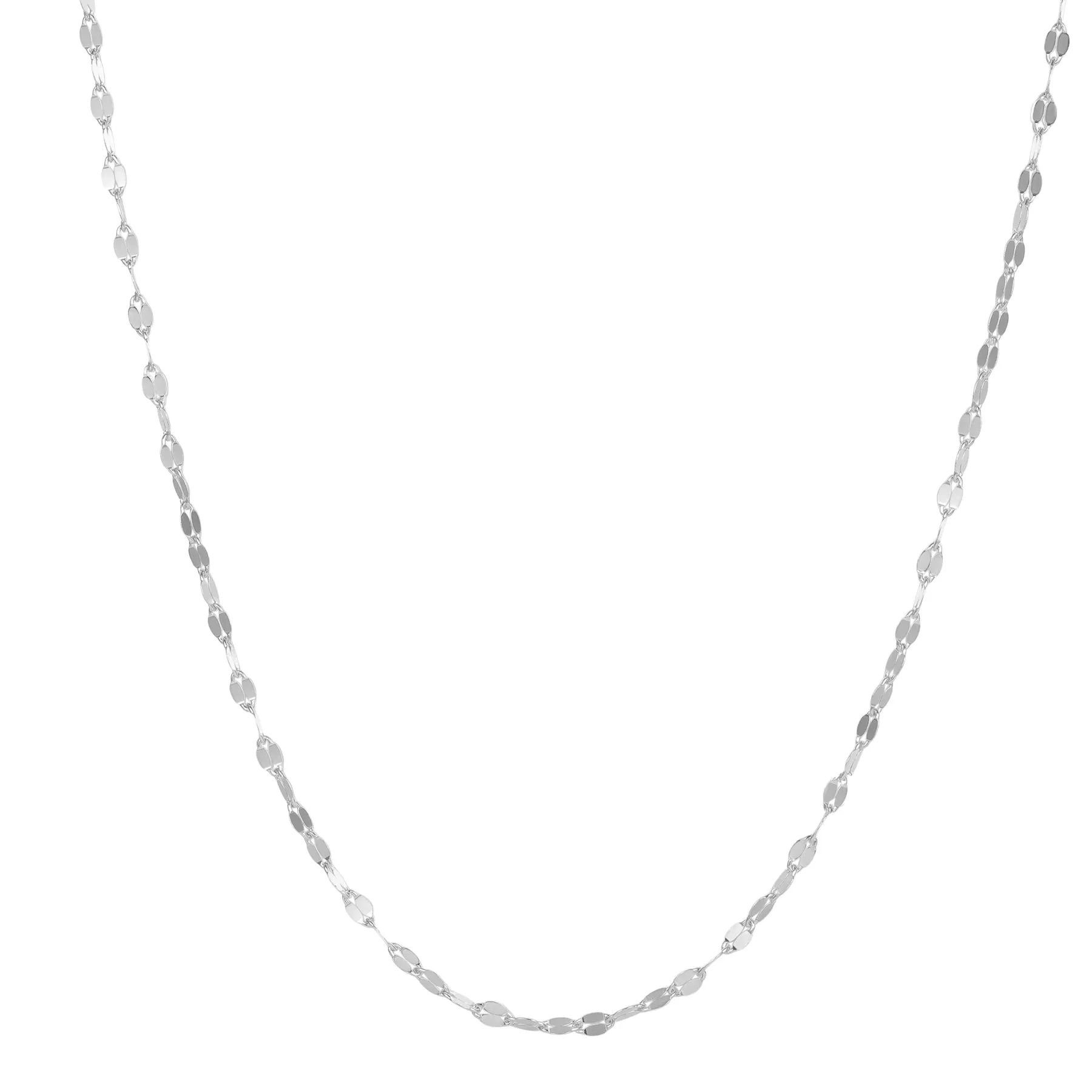 Flattened Rolo Chain Necklace Sterling Silver