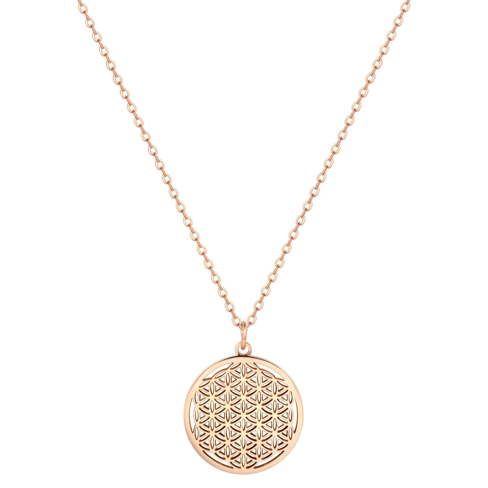 Flower of Life Pendant Necklace Rose Gold