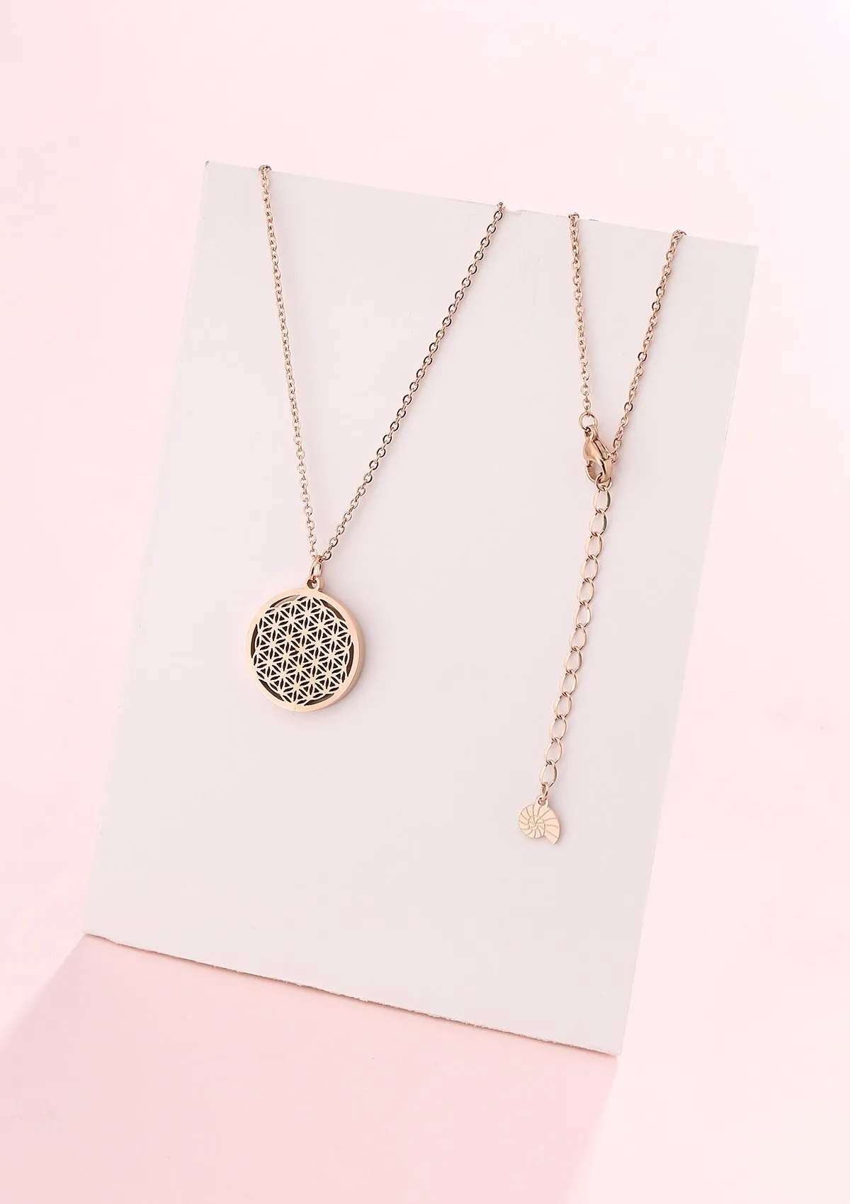 Flower of Life Pendant Necklace Rose Gold