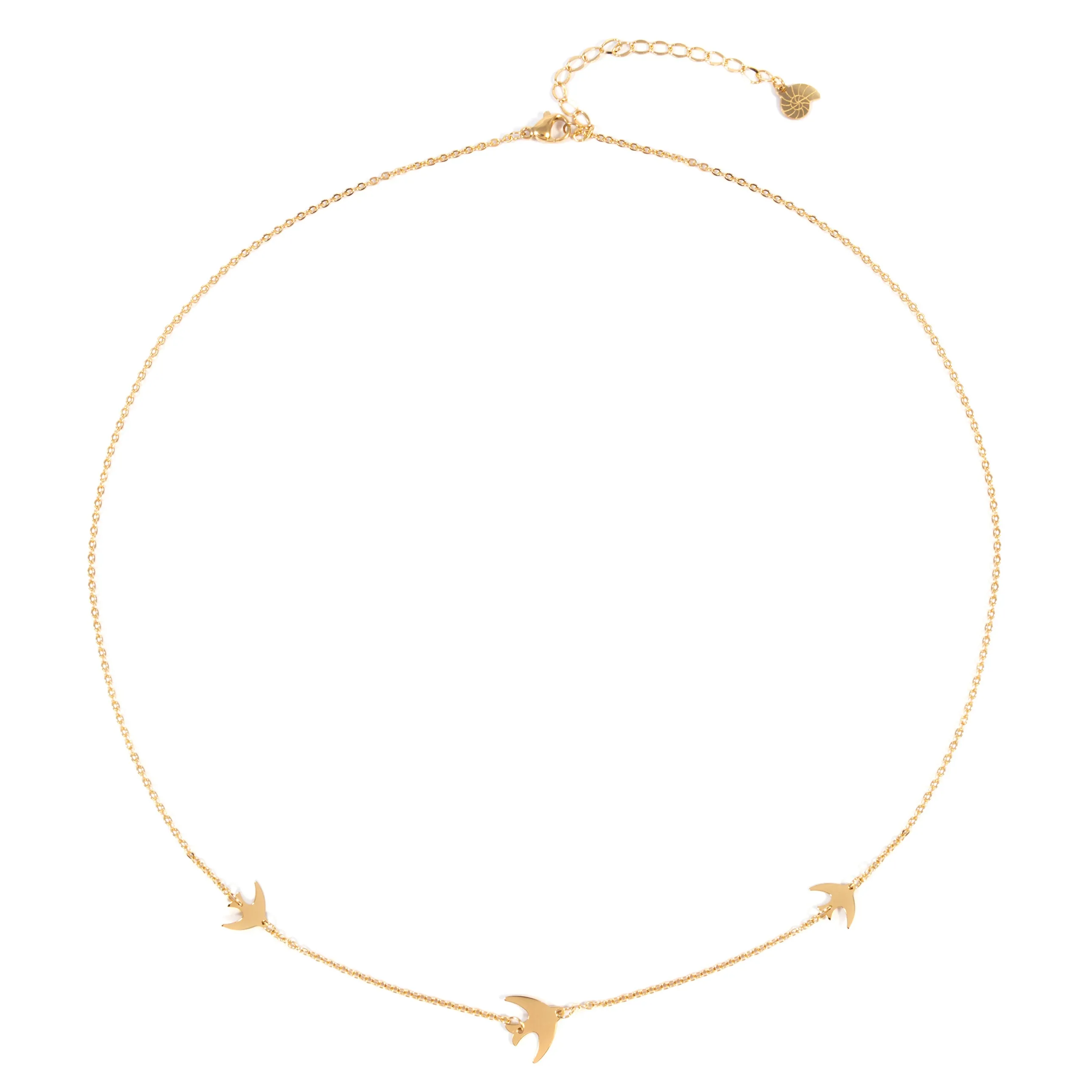 Flying Birds Necklace Gold