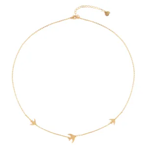 Flying Birds Necklace Gold