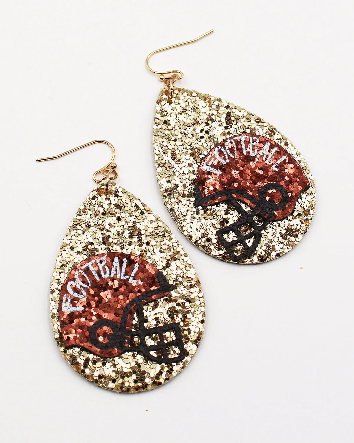 Football Helmet Sparkling Teardrop Earrings