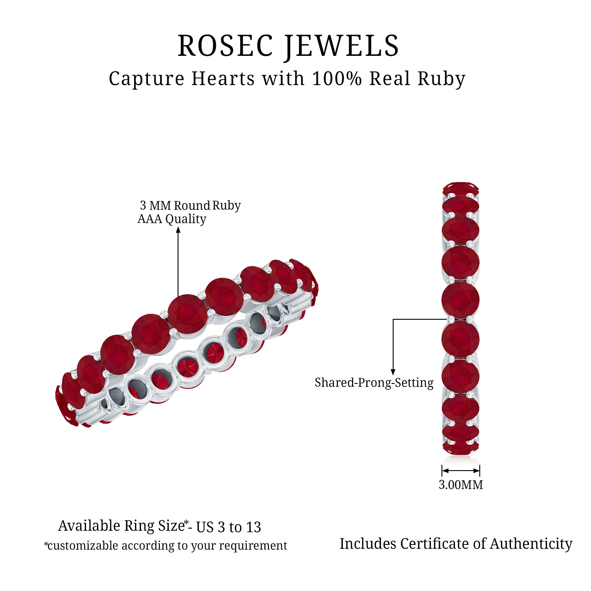 Genuine Red Ruby Full Eternity Ring