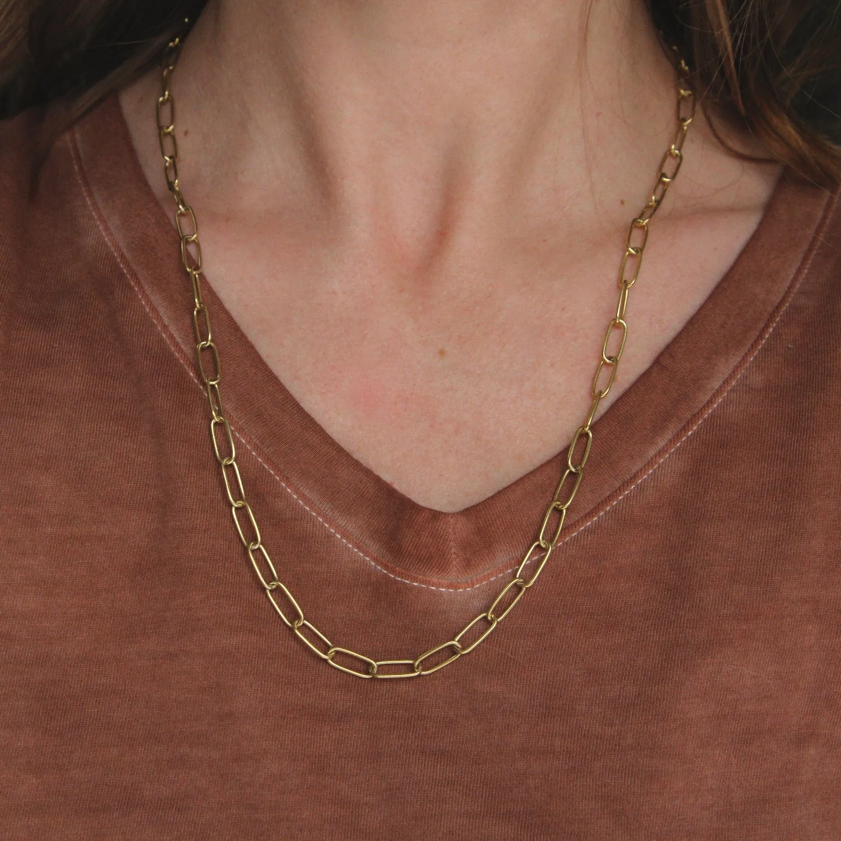 Golden Accord Paperclip Chain - Brass - 24"