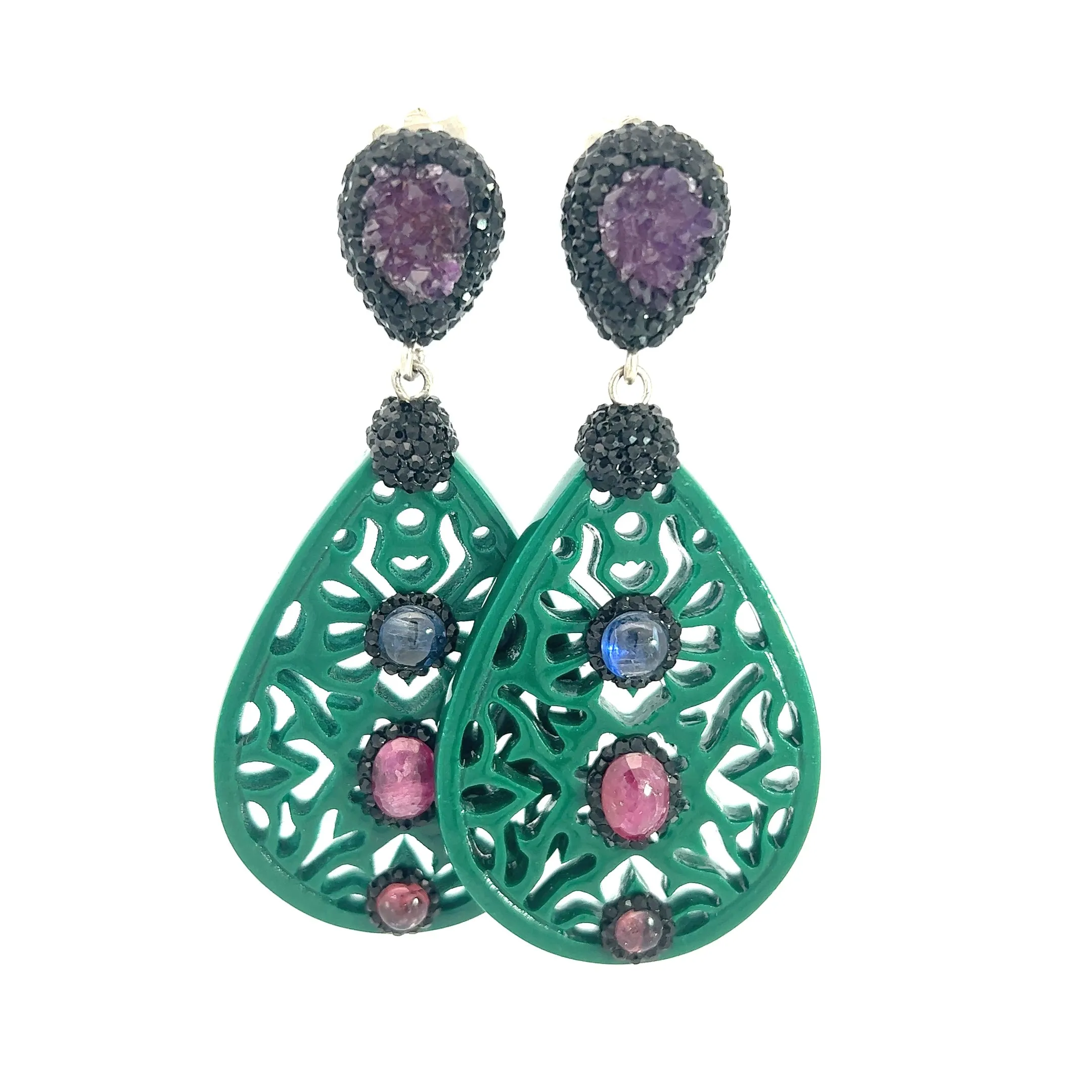 Green Teardrop Gemstone Earring