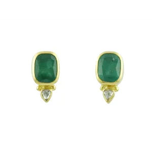 Gurhan One of a Kind 24K Yellow Gold Emerald Earrings with Diamond