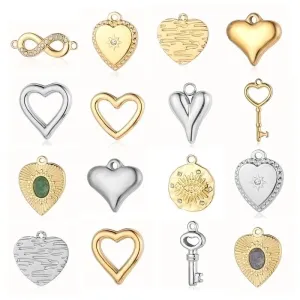 Ig Style Simple Style Heart Shape Eye Key Stainless Steel Plating Inlay Zircon Charms Jewelry Accessories