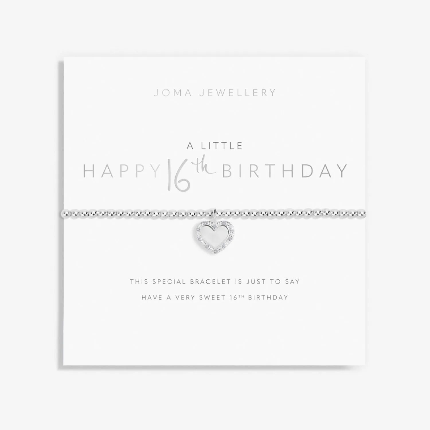 Joma Jewellery Silver A Little 'Happy Sweet 16th Birthday' Bracelet