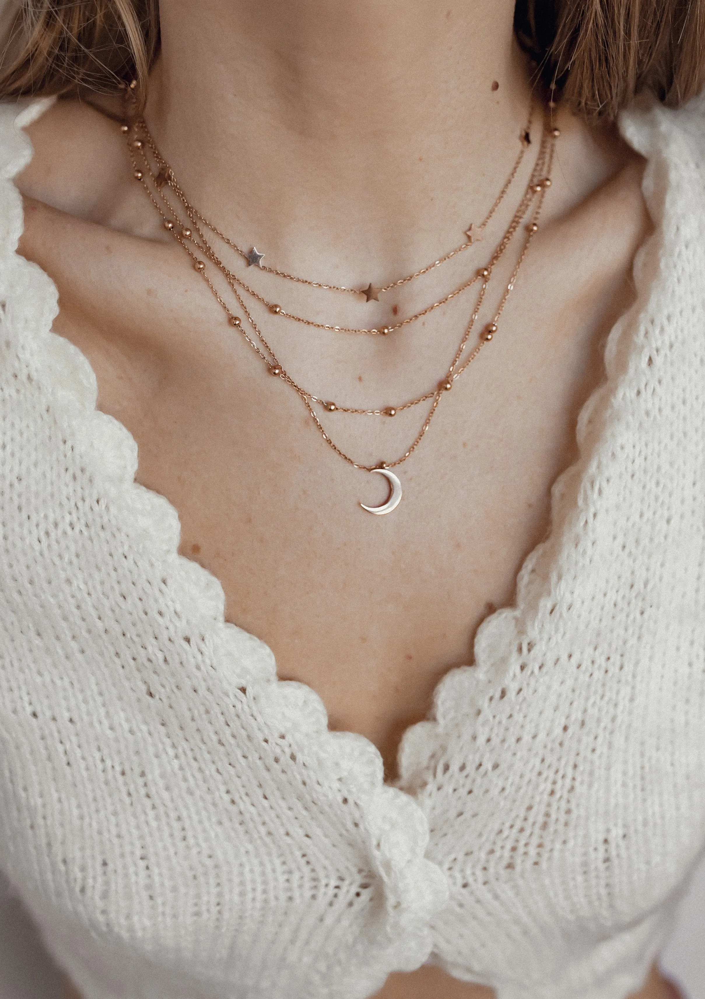 Layered Necklace Rose Gold