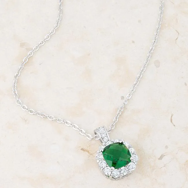 Liz Emerald Green Cushion CZ Pendant | 4ct