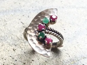 Long Emerald Ring - Statement Ruby Ring - Egyptian Ring