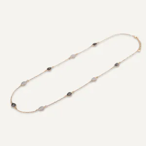 Long Moonstone & Labradorite Multi Crystal Necklace In Gold-Tone