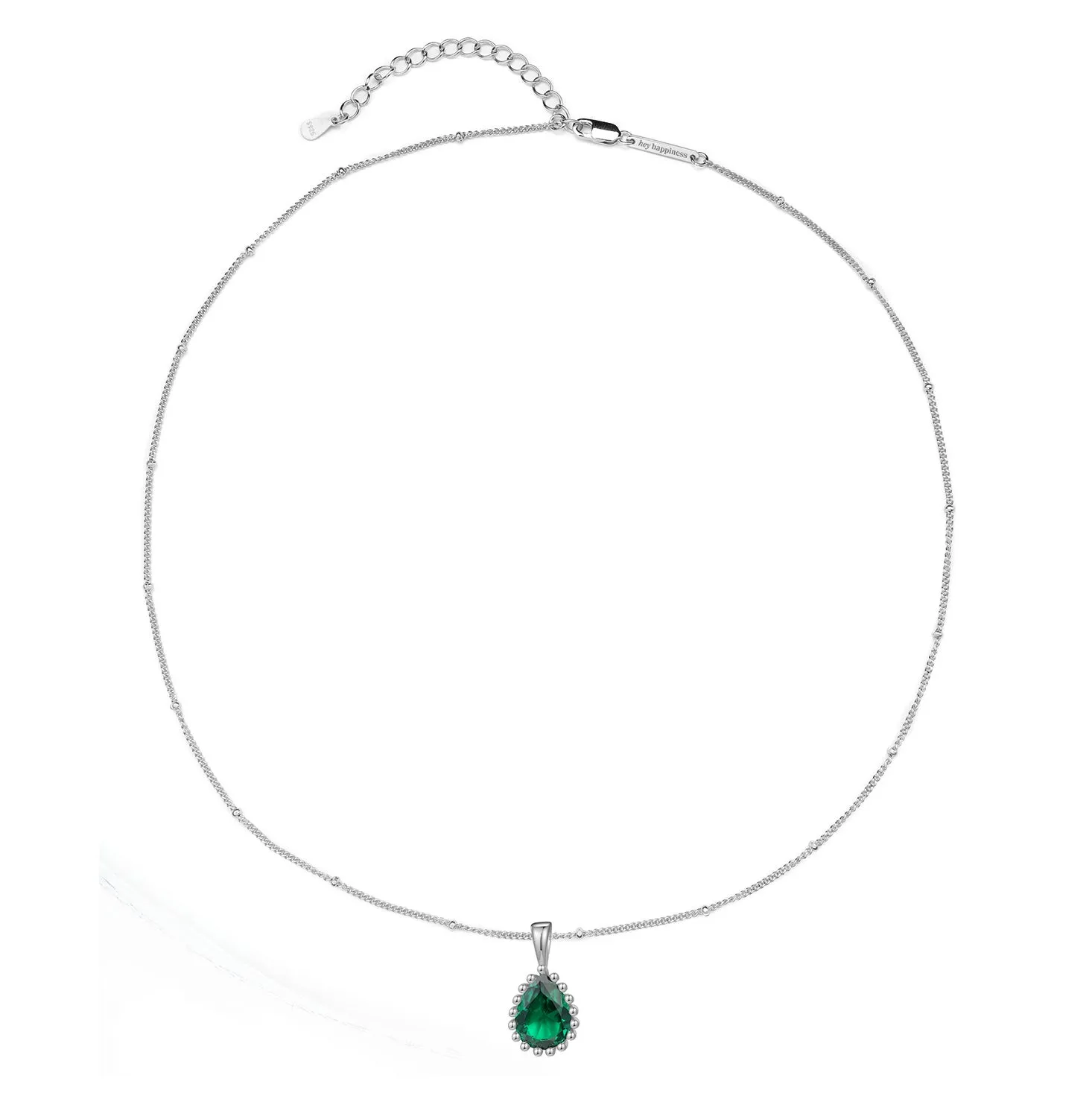 May Emerald Birthstone Necklace Sterling Silver